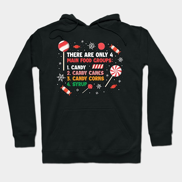 Four Main Food Groups Funny Christmas Gift Hoodie by CatRobot